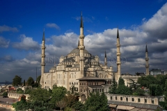 The Blue Mosque (Called Sultanahmet Camii in Turkish) is an historical mosque in Istanbul. The mosque is known as the Blue Mosque because of blue tiles surrounding the walls of interior design. Mosque was built between 1609 and 1616 years, during the rule of Ahmed I. just like many other mosques, it also comprises a tomb of the founder, a madrasa and a hospice.Besides still used as a mosque, the Sultan Ahmed Mosque has also become a popular tourist attraction in Istanbul.