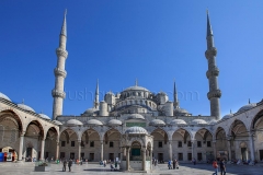 The Blue Mosque (Called Sultanahmet Camii in Turkish) is an historical mosque in Istanbul. The mosque is known as the Blue Mosque because of blue tiles surrounding the walls of interior design. Mosque was built between 1609 and 1616 years, during the rule of Ahmed I. just like many other mosques, it also comprises a tomb of the founder, a madrasa and a hospice.Besides still used as a mosque, the Sultan Ahmed Mosque has also become a popular tourist attraction in Istanbul.