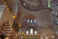 The Blue Mosque (Called Sultanahmet Camii in Turkish) is an historical mosque in Istanbul. The mosque is known as the Blue Mosque because of blue tiles surrounding the walls of interior design. Mosque was built between 1609 and 1616 years, during the rule of Ahmed I. just like many other mosques, it also comprises a tomb of the founder, a madrasa and a hospice.Besides still used as a mosque, the Sultan Ahmed Mosque has also become a popular tourist attraction in Istanbul.