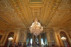 Dolmabahce Palace built in 19th century is one of the most glamorous palaces in the world.DolmabahÃ§e (Filled-in Garden) comes from the Turkish dolma meaning "filled" and bahÃ§e meaning "garden. The Palace was ordered by the Empire's 31st Sultan,  Abdul Mecit and built between the years 1843 and 1856. This palace is filled with every luxury imaginable. The construction cost five million Ottoman mecidiye gold coins, 35 tons of gold, the equivalent of ca. $1.5 billion in today's (2013) values. It was the administrative center of the late Ottoman Empire with the last of Ottoman Sultans was residing there. After the foundation of the Turkish Republic in Ankara, Mustafa Kemal Ataturk transferred all government functions to the youthful capital but on his visits to Istanbul Ataturk occupied only a small room at Dolmabahce Palace as his own. He stayed, welcomed his foreign guests and made a practical center for national, historical and language congress and for international conferences.